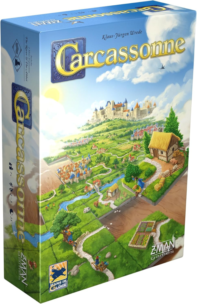 Carcassonne tile-laying board game with meeples - top family board games