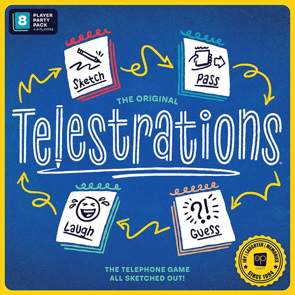 Telestrations gameplay showing the funny chaos of the best party board games.