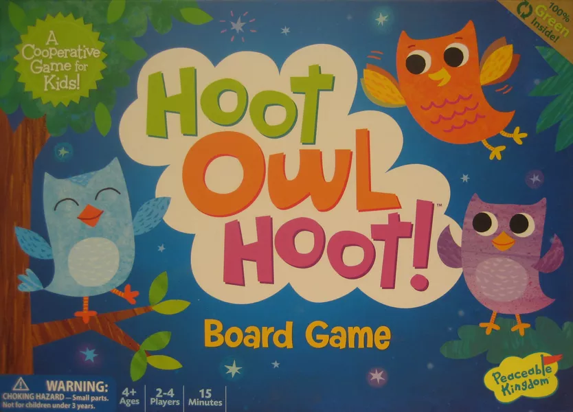 Hoot Owl Hoot cooperative color matching board game for kindergarten kids with owl pieces