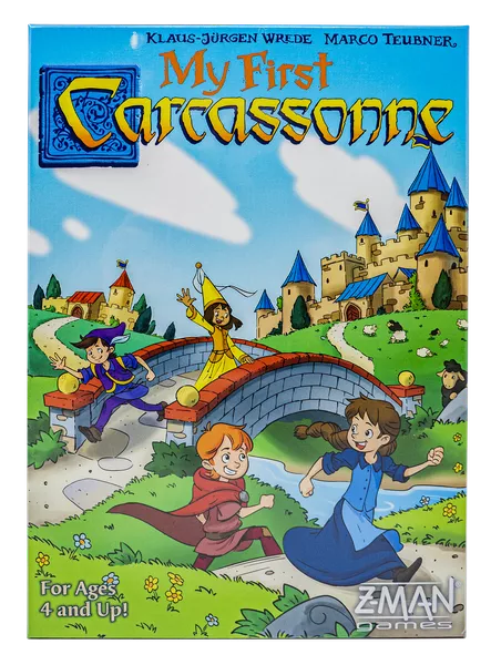 My First Carcassonne tile-laying board game for young children with colorful path-building gameplay
