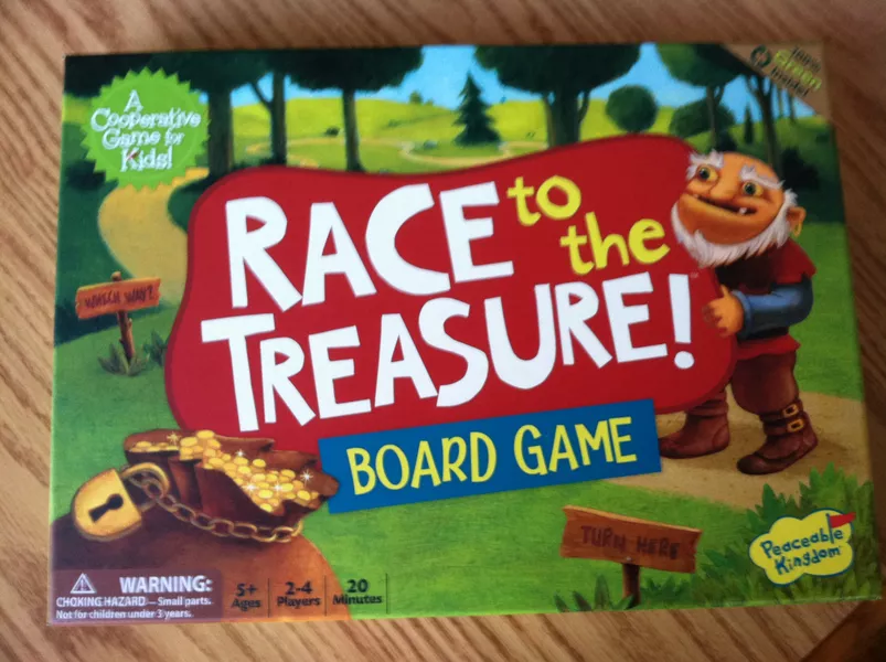 Race to the Treasure cooperative path-building board game for 5 year olds featuring ogre and treasure