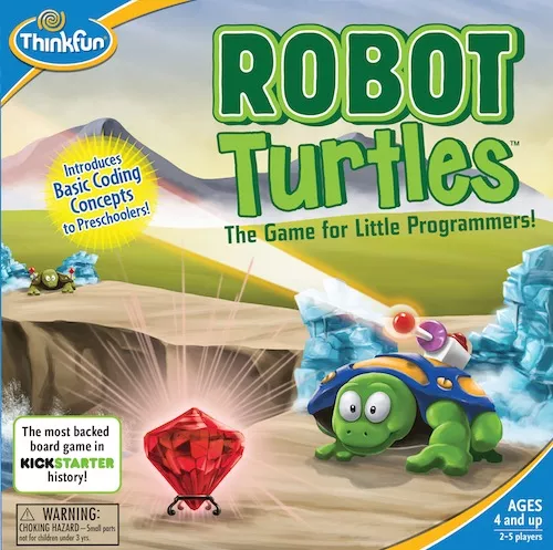 Robot Turtles coding board game teaching programming concepts to kindergarten age children